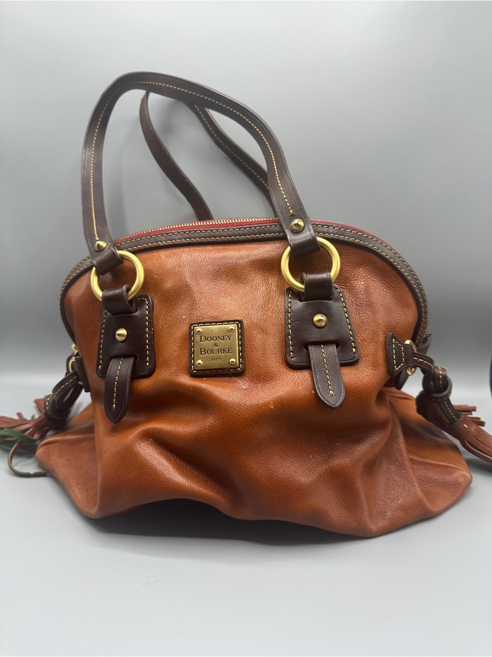 Dooney Bourke Natural Brown Toledo Florentine Leather Tote Satchel Bag